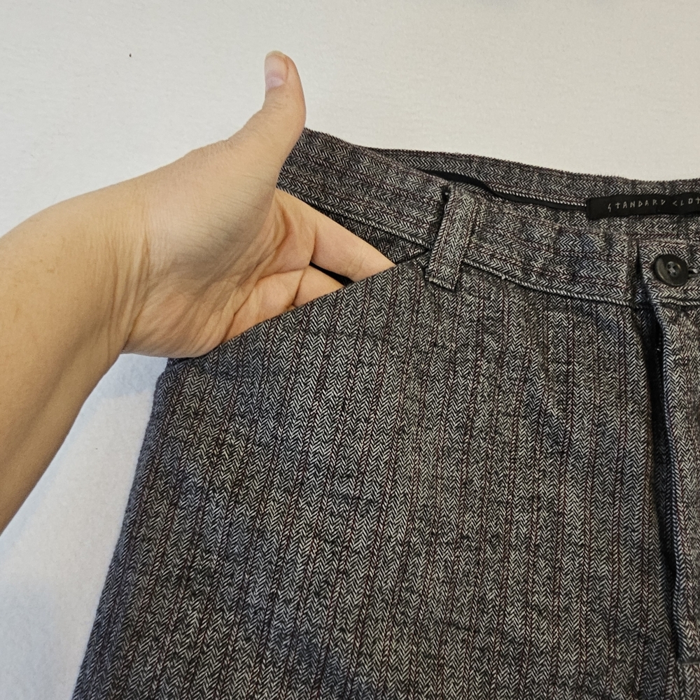Standard Cloth Gray Pinstripe Trousers Size 34 - Picture 6 of 12